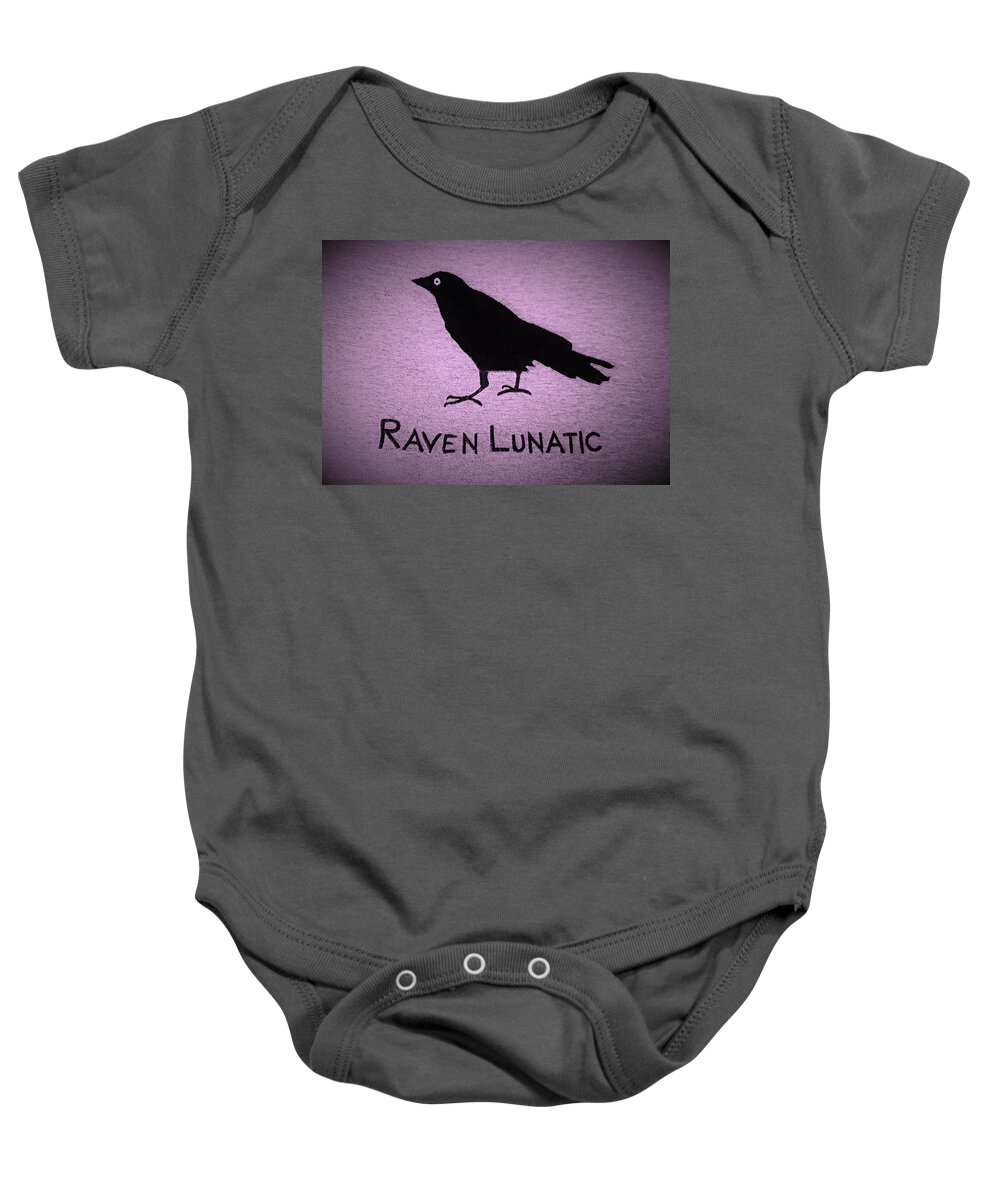 Bird Baby Onesie featuring the photograph Raven Lunatic Pink by Rob Hans