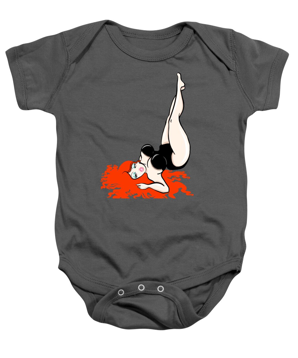 Redhead Baby Onesie featuring the painting Ravishing Reclining Redhead by Little Bunny Sunshine