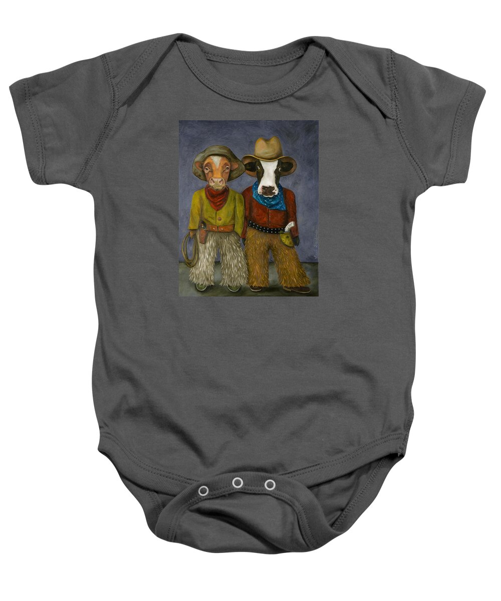 Cowboys Baby Onesie featuring the painting Real Cowboys by Leah Saulnier The Painting Maniac