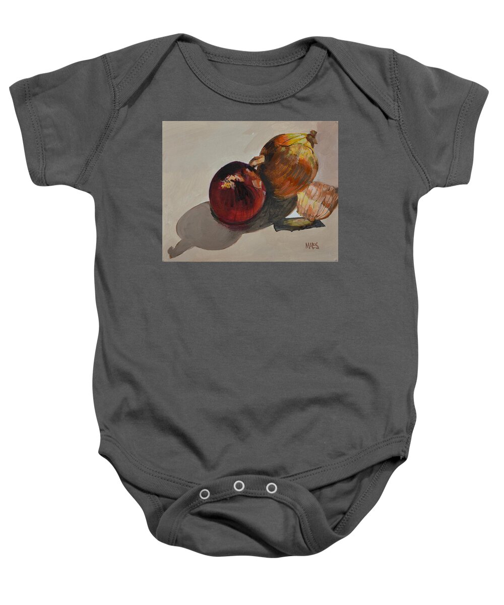 Waltmaes Baby Onesie featuring the painting Red And White by Walt Maes