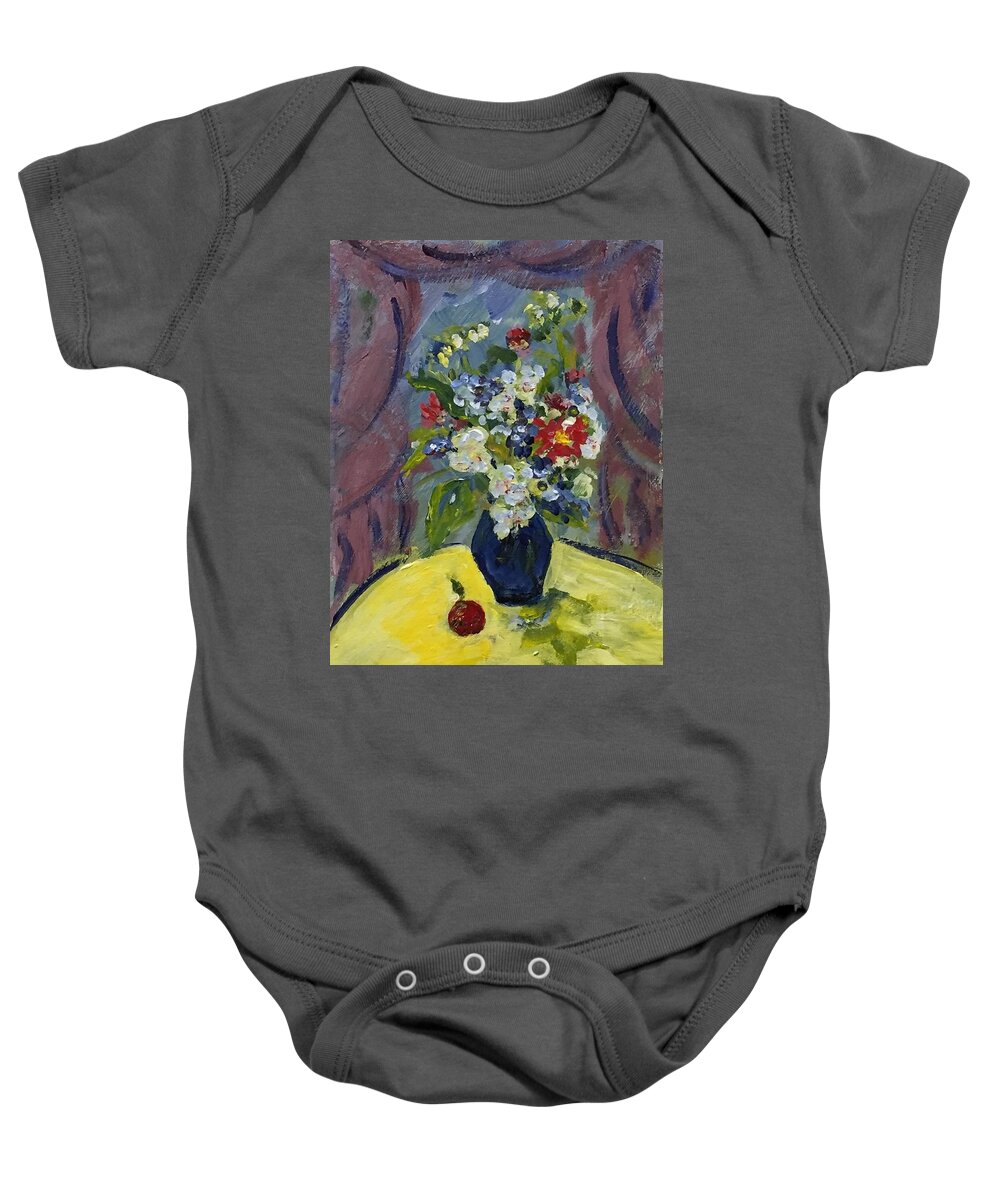 Still Life Baby Onesie featuring the painting Red Apple by Alida M Haslett