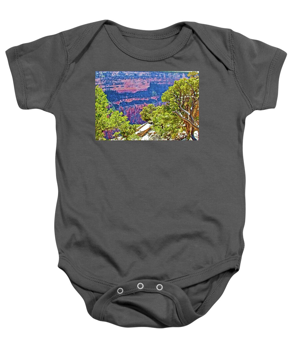 Red Canyon Wall By The Abyss On West Side Of South Rim Of Grand Canyon National Park Baby Onesie featuring the photograph Red Canyon Wall by the Abyss in Grand Canyon National Park-Arizona by Ruth Hager