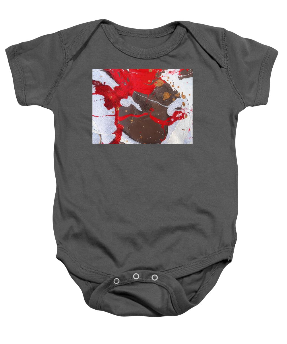  Baby Onesie featuring the photograph red Grinch thinks nobody can see him by Gyula Julian Lovas