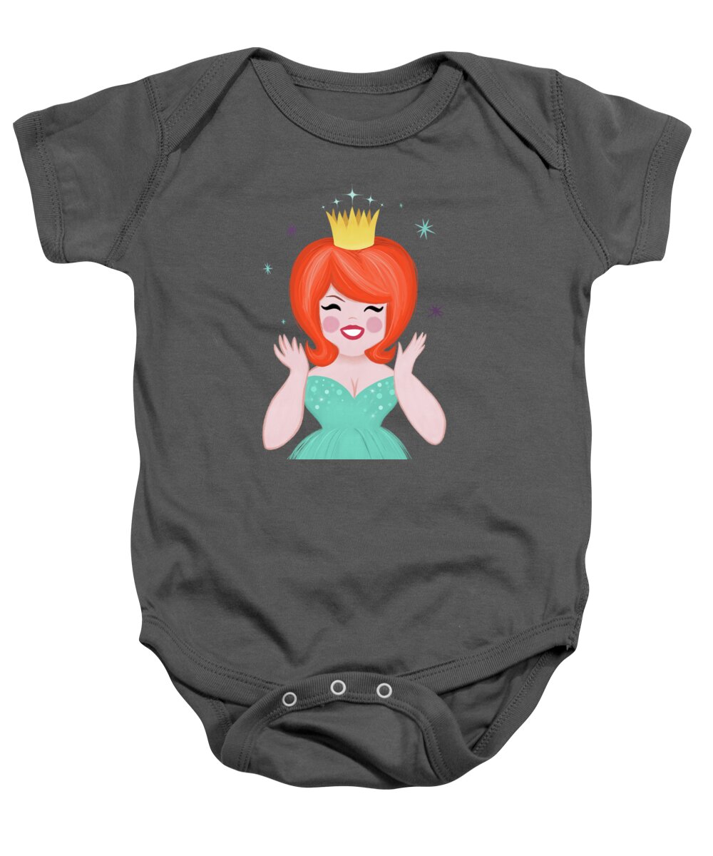 Redhead Baby Onesie featuring the painting Red Haired Princesses Sparkle With Sunshine by Little Bunny Sunshine
