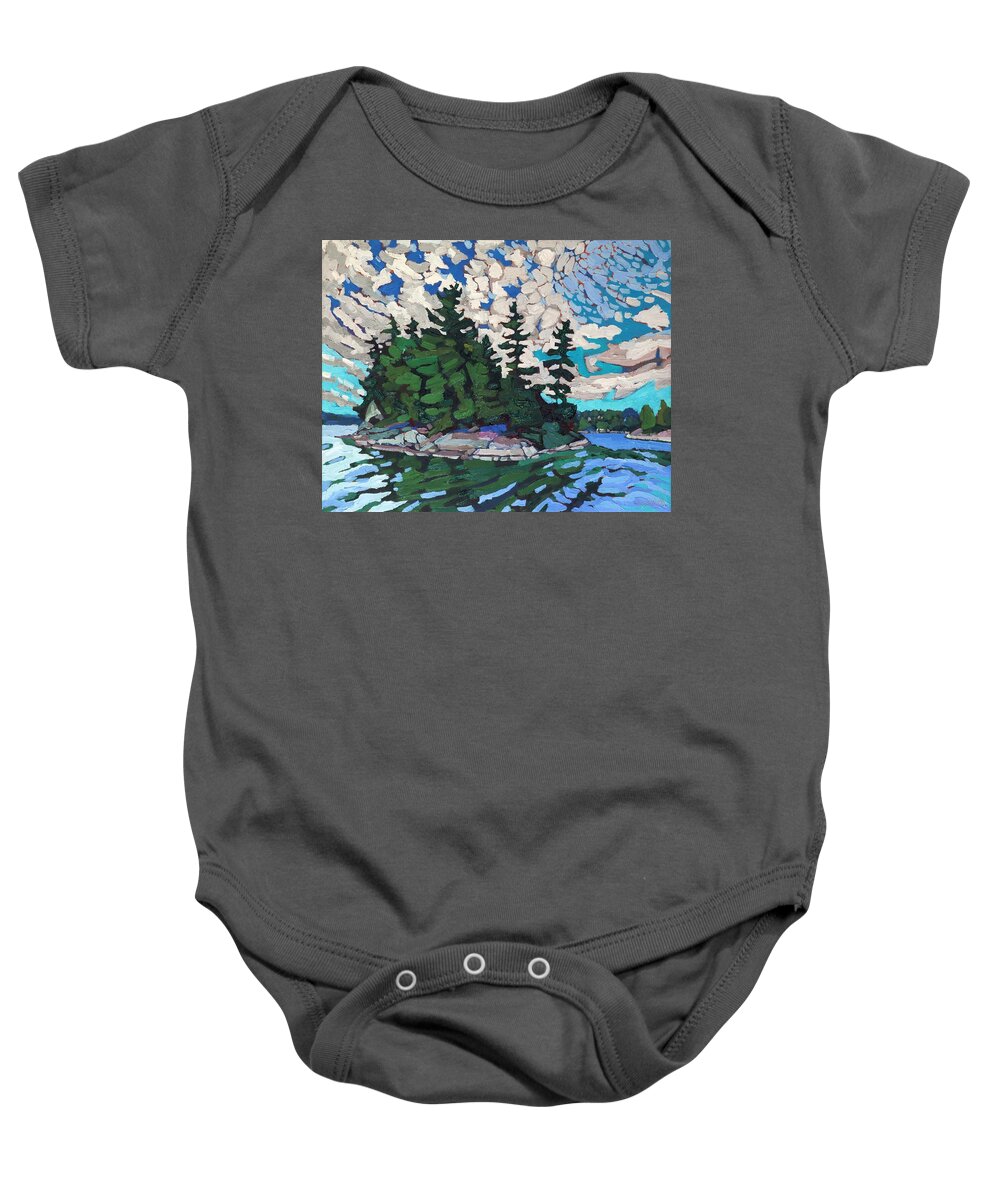 1801 Baby Onesie featuring the painting Red Horse Paradise by Phil Chadwick