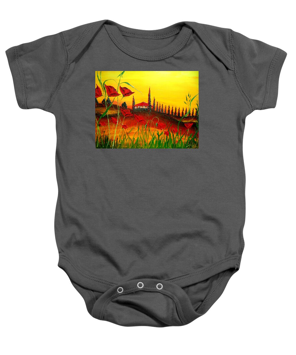  Baby Onesie featuring the painting Red Poppies Of Tuscany #2 by James Dunbar
