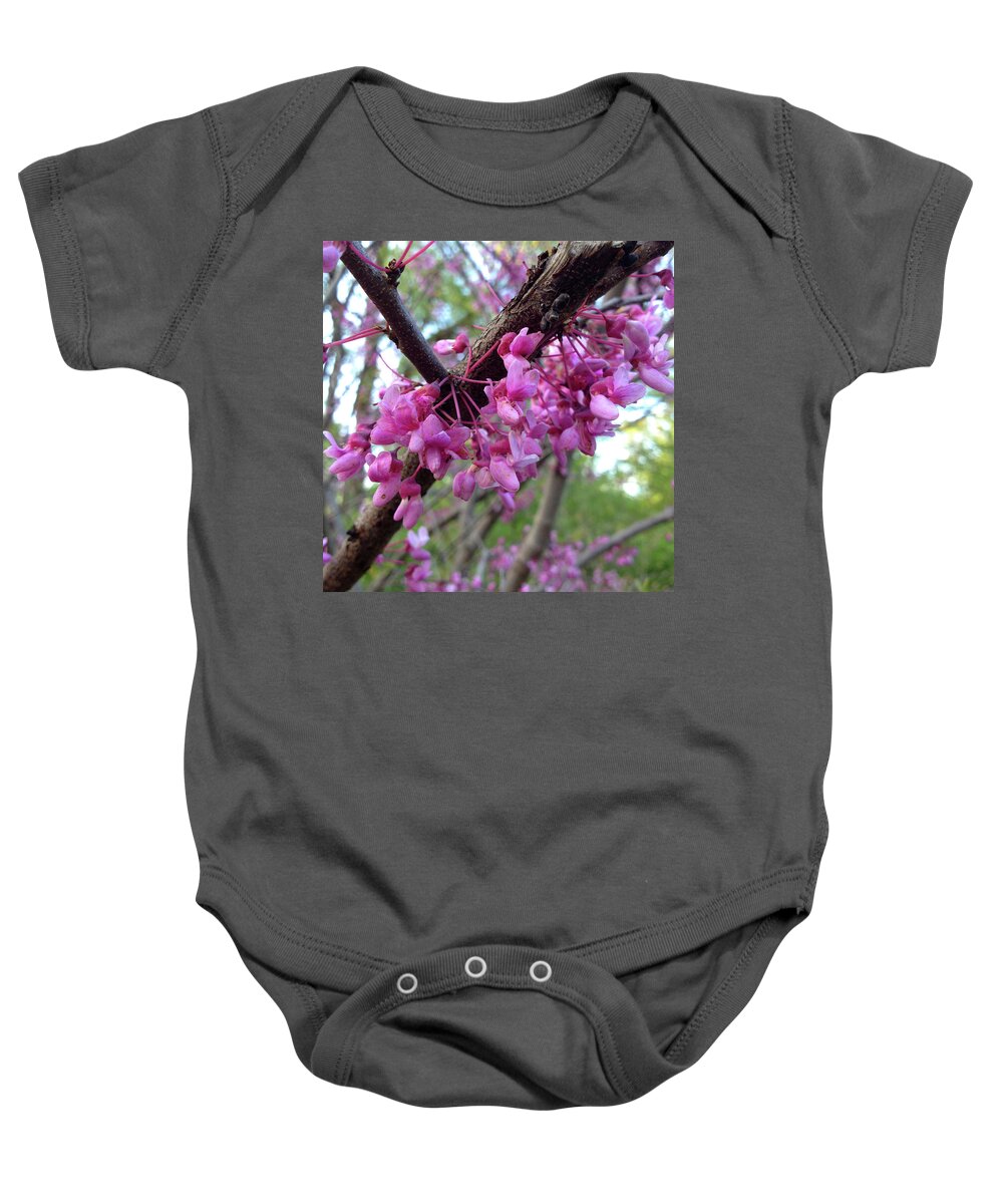Flower Baby Onesie featuring the photograph Redbud Blossoms by Lisa Blake