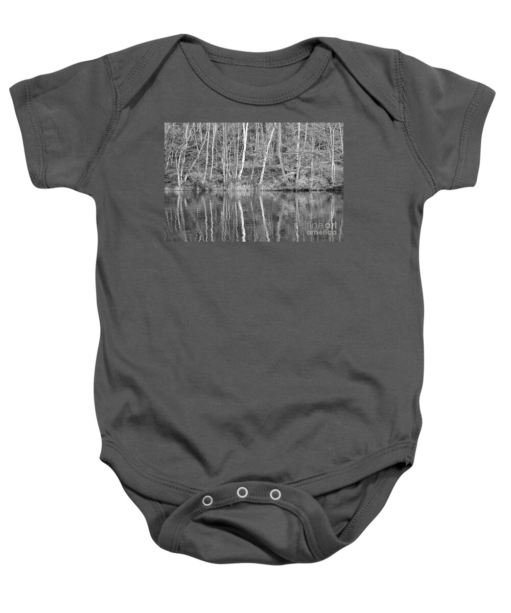 Reflected Trees Tree Baby Onesie featuring the photograph Reflected Tree Trunks by Julia Gavin