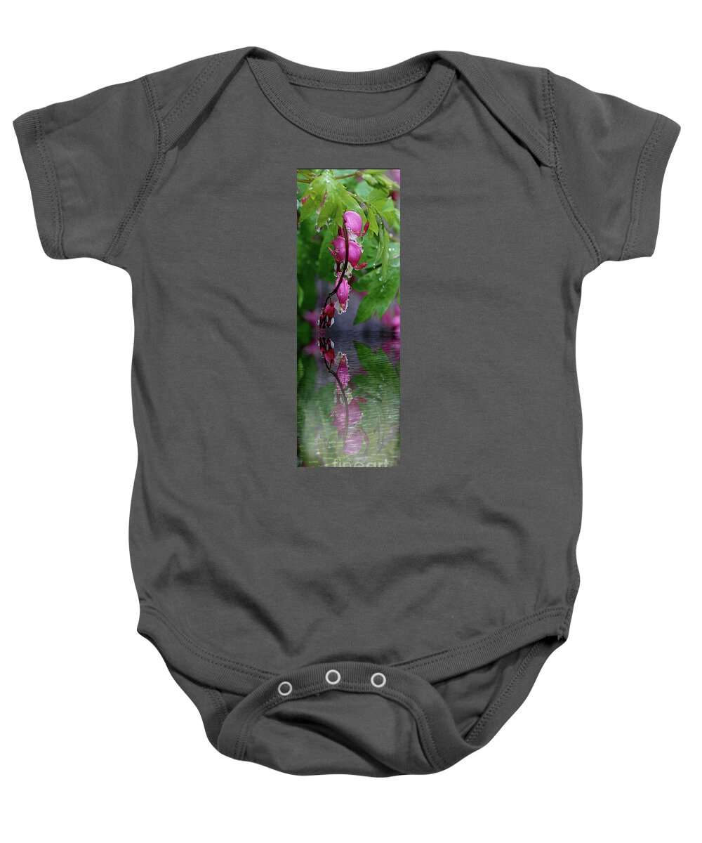 Flowers Baby Onesie featuring the photograph Reflection on the water puddle by Yumi Johnson