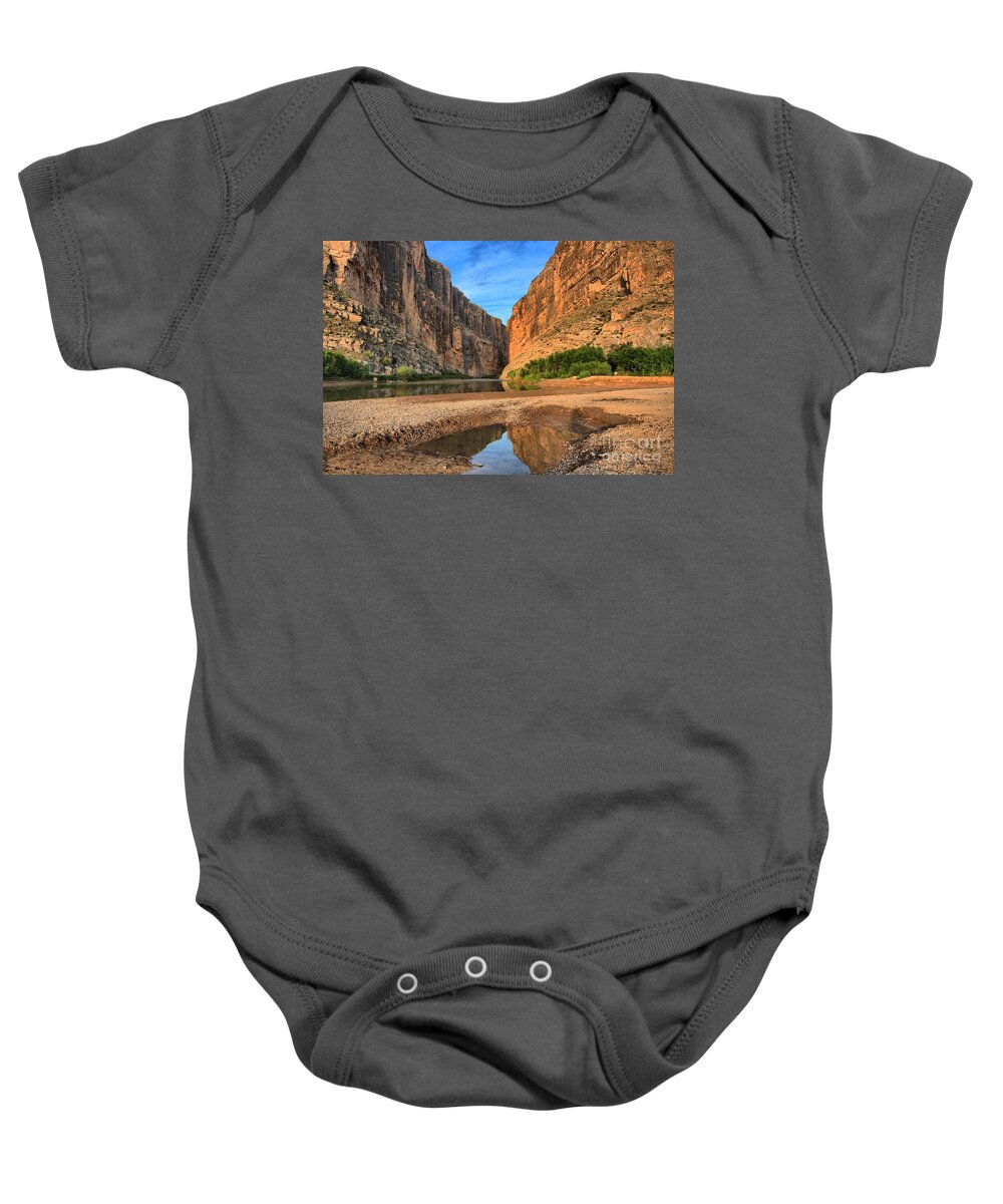 Santa Elena Canyon Baby Onesie featuring the photograph Refletions In Terlingua Creek by Adam Jewell