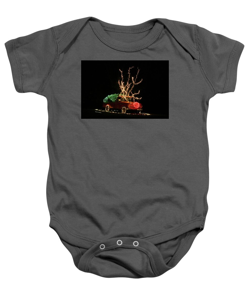 Christmas Lights Baby Onesie featuring the photograph Reintruck by Dale R Carlson