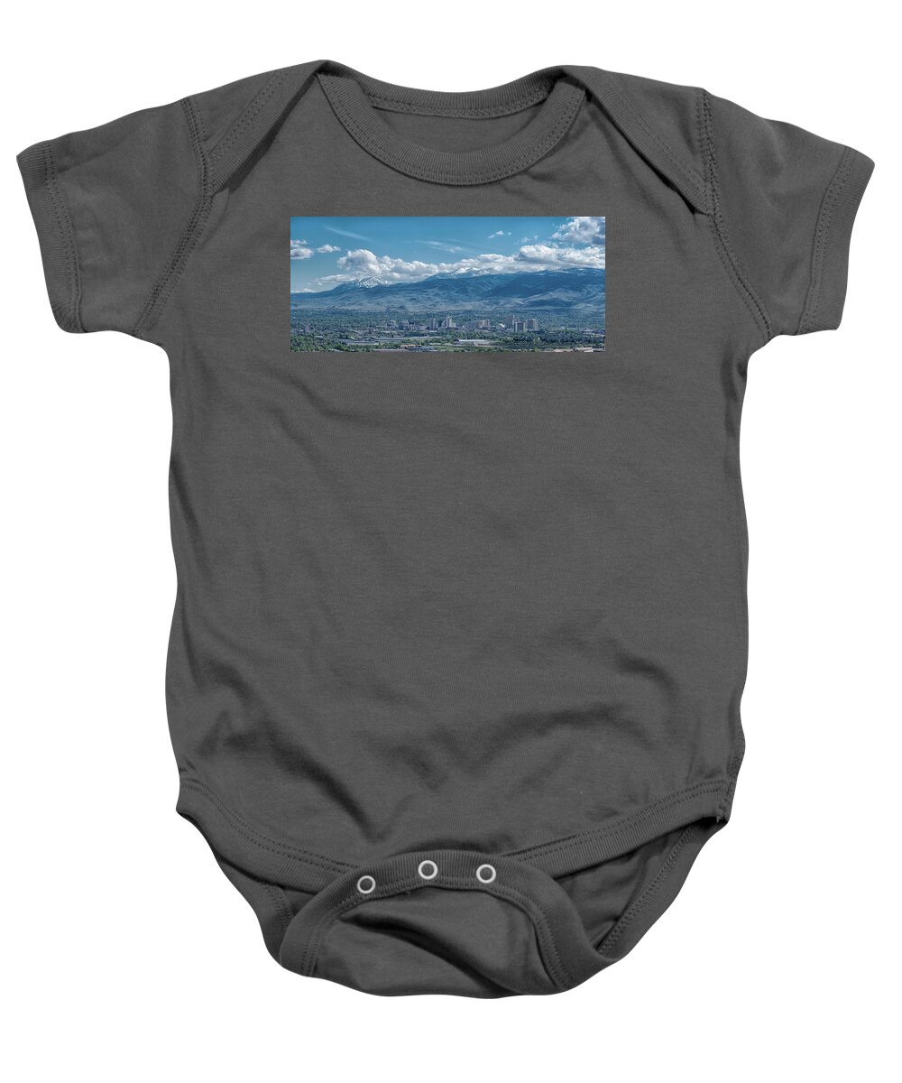 Downtown Baby Onesie featuring the photograph Reno Panorama by Rick Mosher