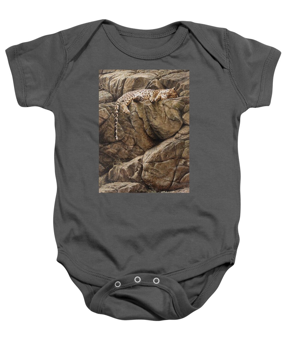 Wildlife Paintings Baby Onesie featuring the painting Resting In Comfort by Alan M Hunt