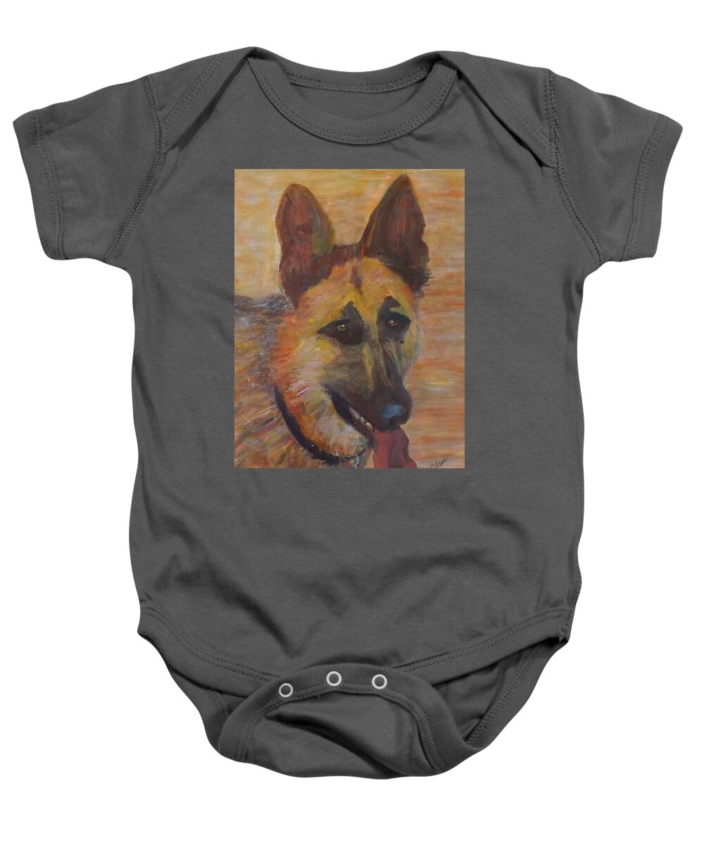 Dog Baby Onesie featuring the painting Rex by Sherry Killam