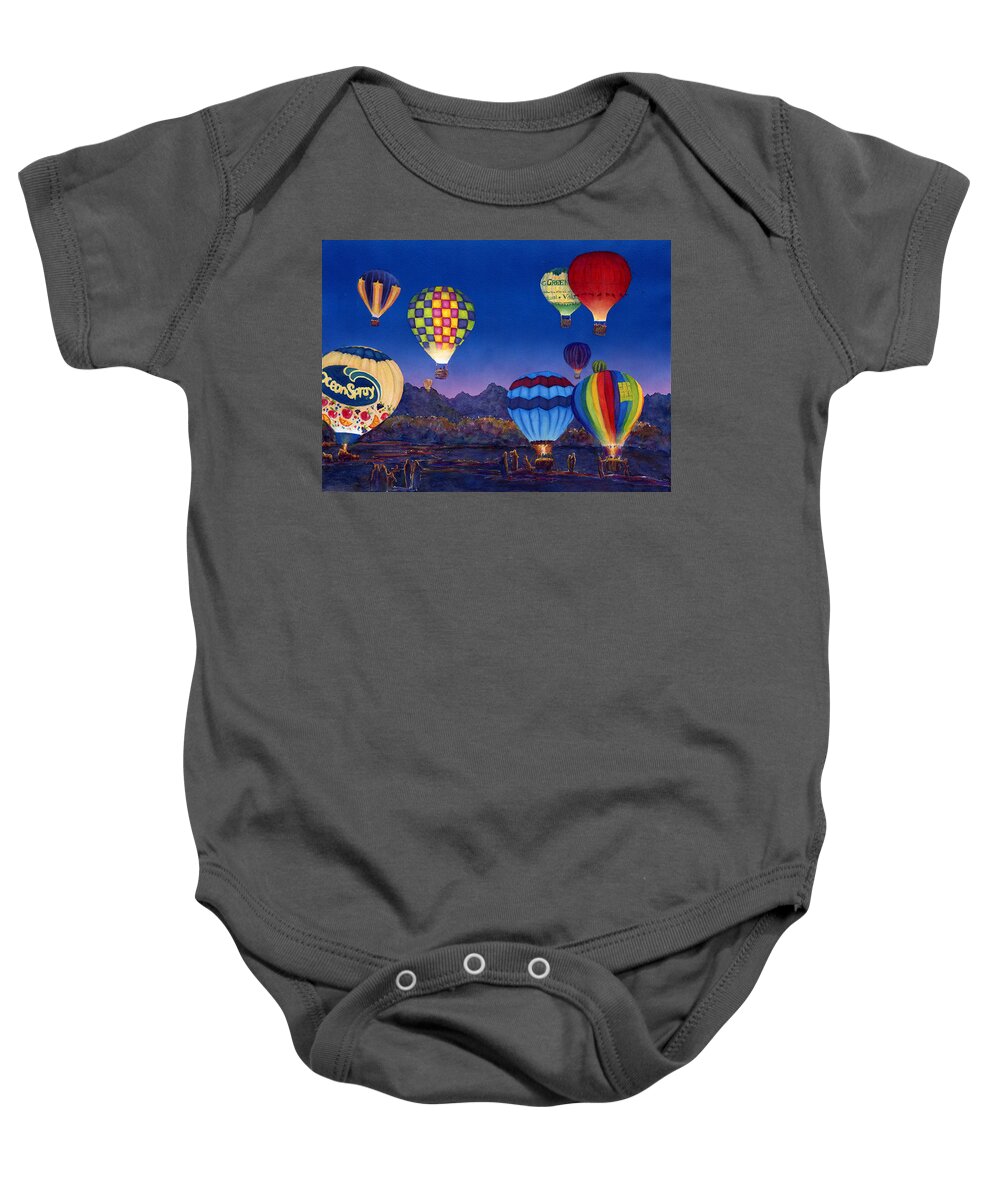 Sunrise Baby Onesie featuring the painting Rising Light by June Hunt