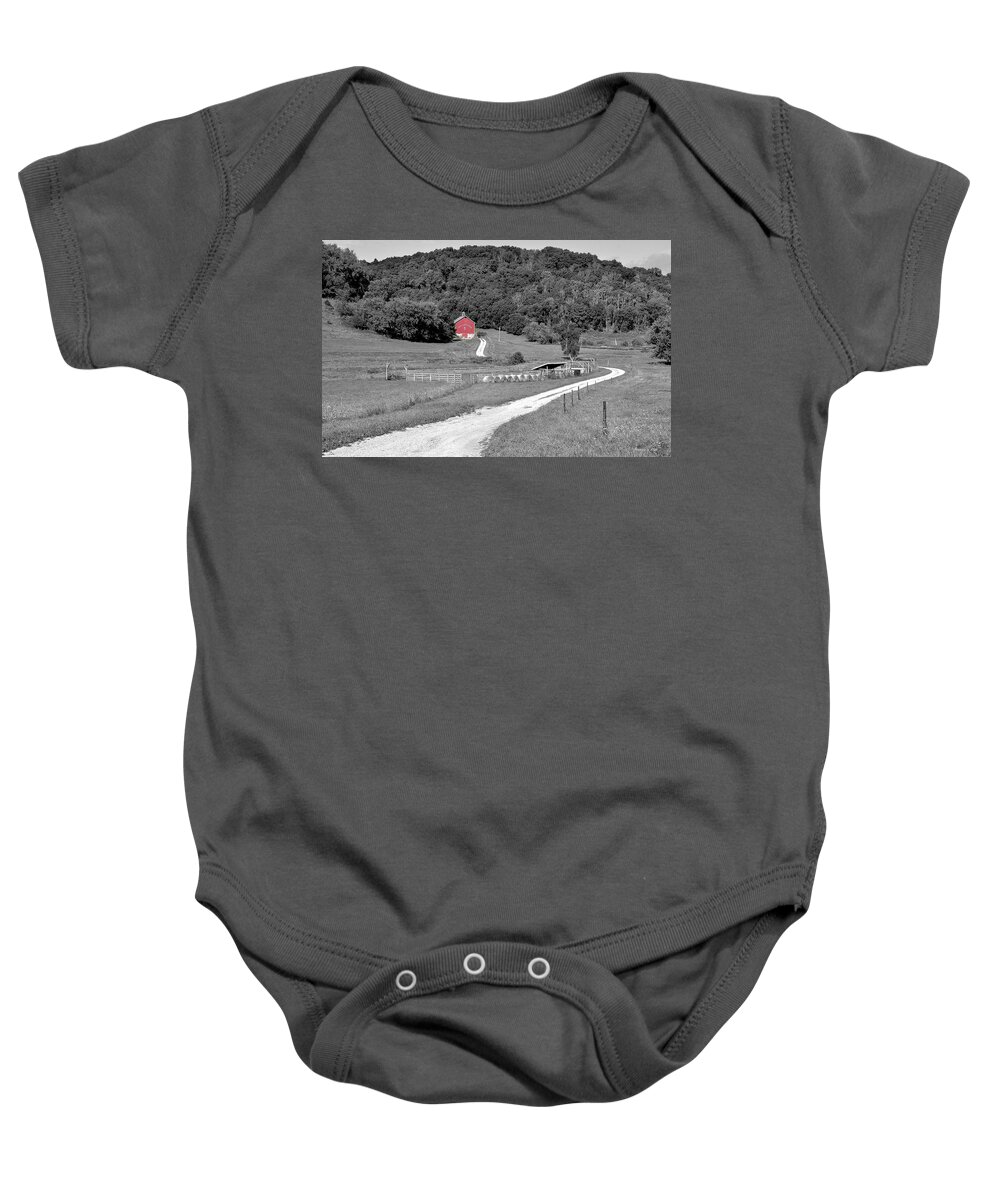 Wisconsin Baby Onesie featuring the photograph Road to Red by Andrea Platt