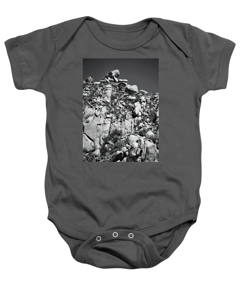 Landscape Baby Onesie featuring the photograph Rock Face Sandia Mountain by Ron Cline