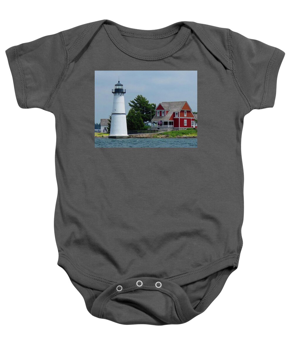 Rock Island Baby Onesie featuring the photograph Rock Island Lighthouse July by Dennis McCarthy