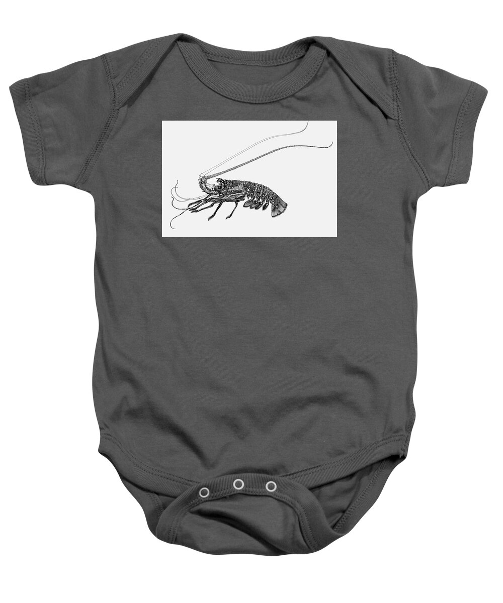  Blue-spot Rock Lobster Baby Onesie featuring the drawing Rock Lobster by Judith Kunzle