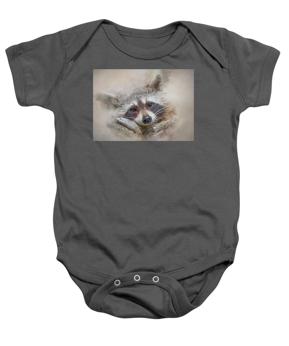 Procyon Lotor Baby Onesie featuring the photograph Rocky Raccoon by Brian Tarr
