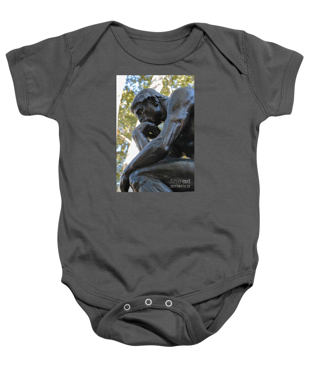 Philadelphia Baby Onesie featuring the photograph Rodin's The Thinker by Thomas Marchessault