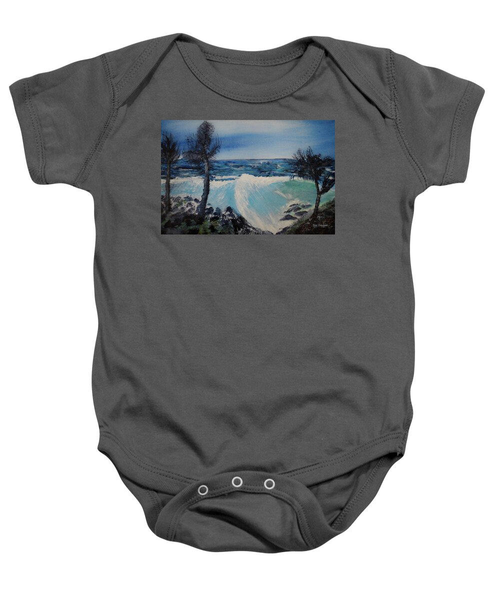 Beach Baby Onesie featuring the painting Rogue Wave by Dick Bourgault