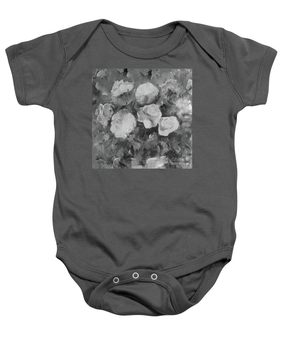 Rose Baby Onesie featuring the painting Romantic Large Roses by Robin Pedrero