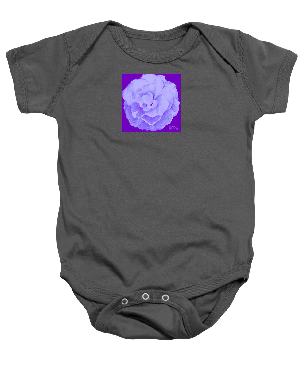 Rose Baby Onesie featuring the digital art Rose On Purple by Helena Tiainen