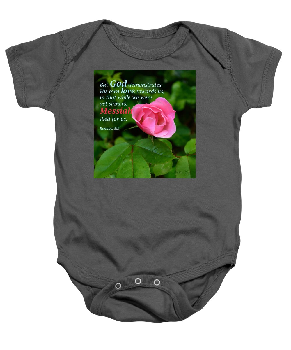 Scripture Baby Onesie featuring the photograph No Greater Love by Brian Tada