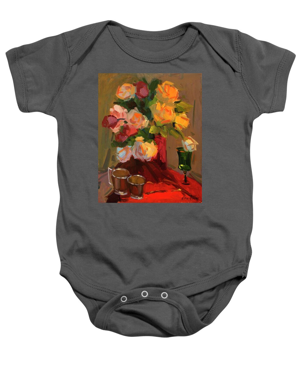 Roses Baby Onesie featuring the painting Roses by Diane McClary