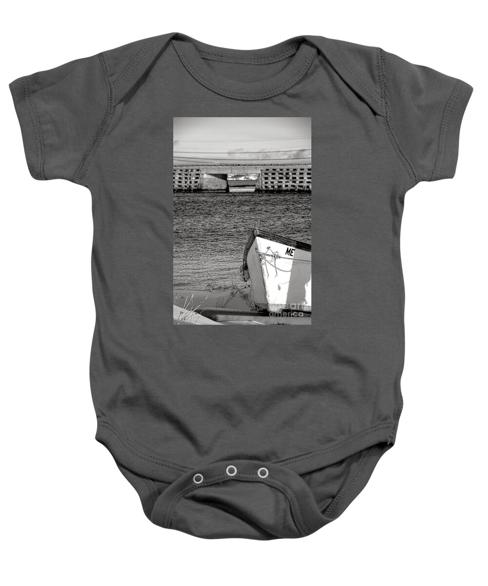 Cribstone Baby Onesie featuring the photograph Row Boat and Cribstone Bridge by Olivier Le Queinec