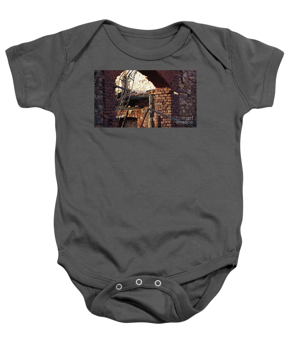 Ruin Baby Onesie featuring the photograph Ruin after big fire by Eva-Maria Di Bella