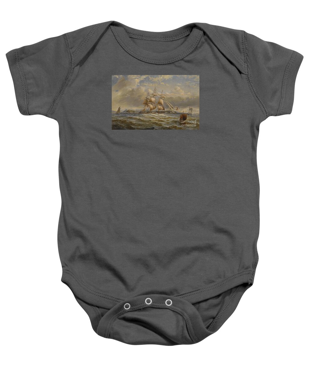 George Napier 1827 - 1869 Running Down The Firth Of Clyde Baby Onesie featuring the painting Running Down The Firth Of Clyde by MotionAge Designs