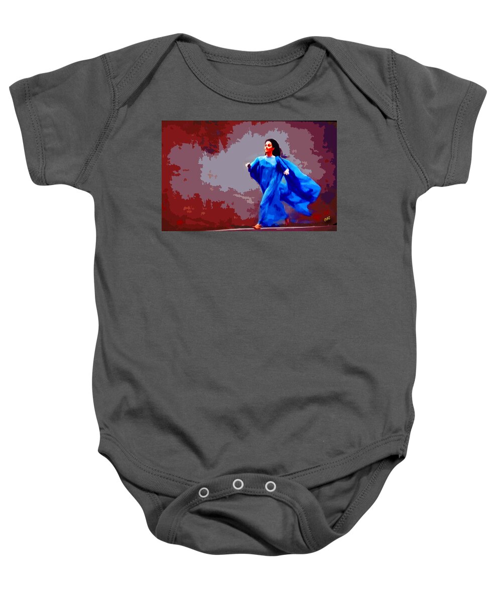 Running Baby Onesie featuring the painting Running Woman by CHAZ Daugherty