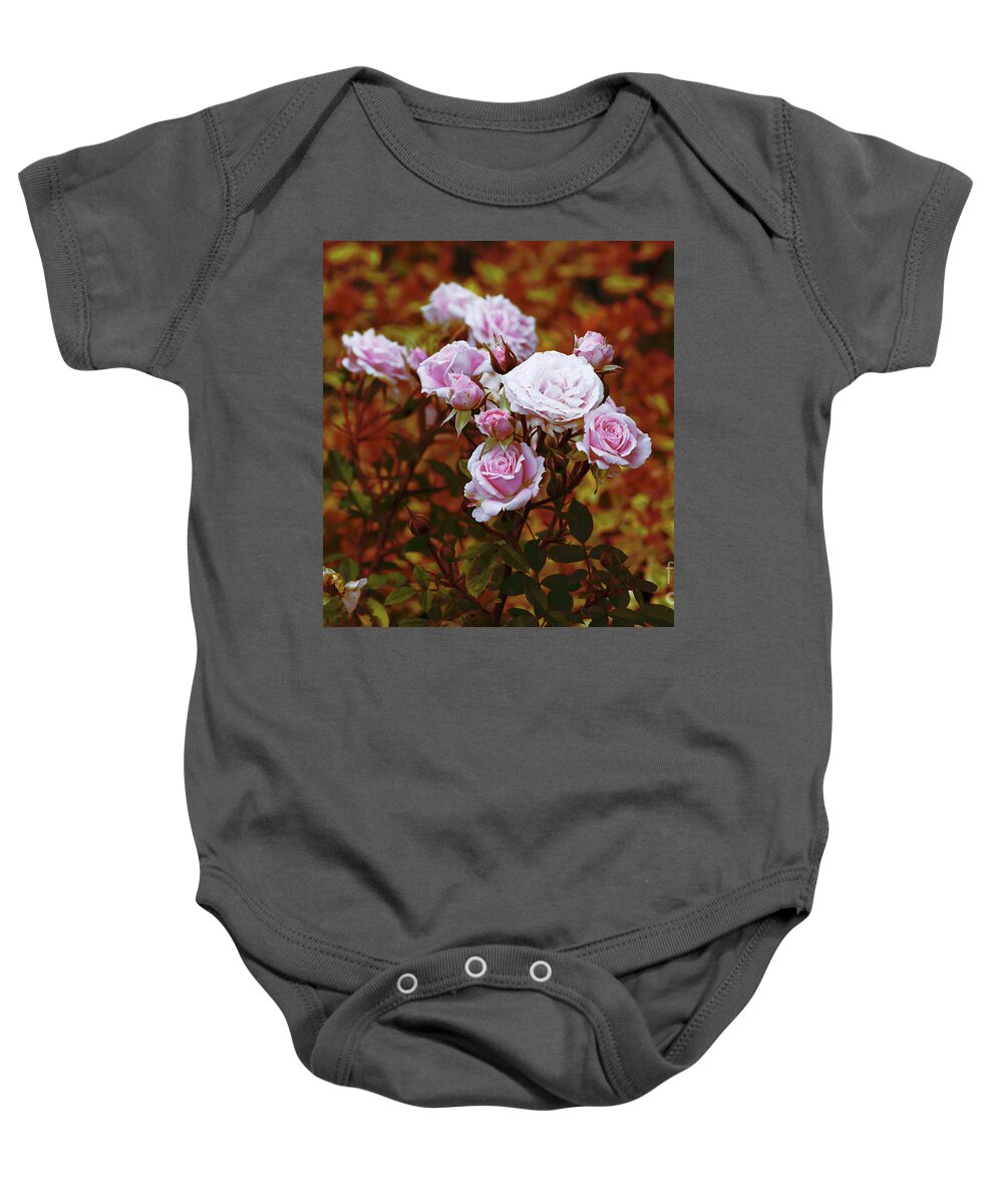 Color Baby Onesie featuring the photograph Rusty Romance in Pink by Ivana Westin