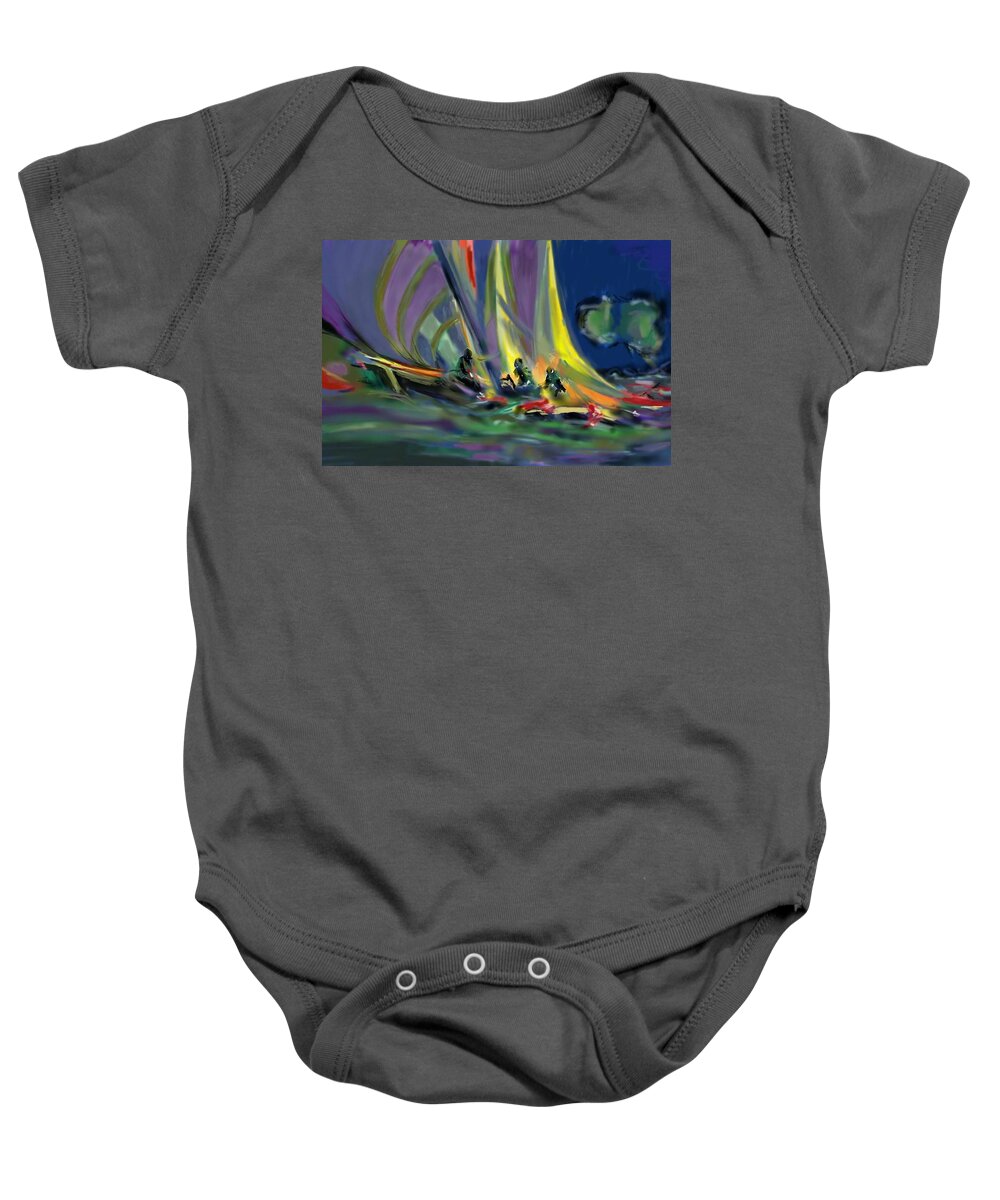 Sailboat Baby Onesie featuring the digital art Sailing by Darren Cannell
