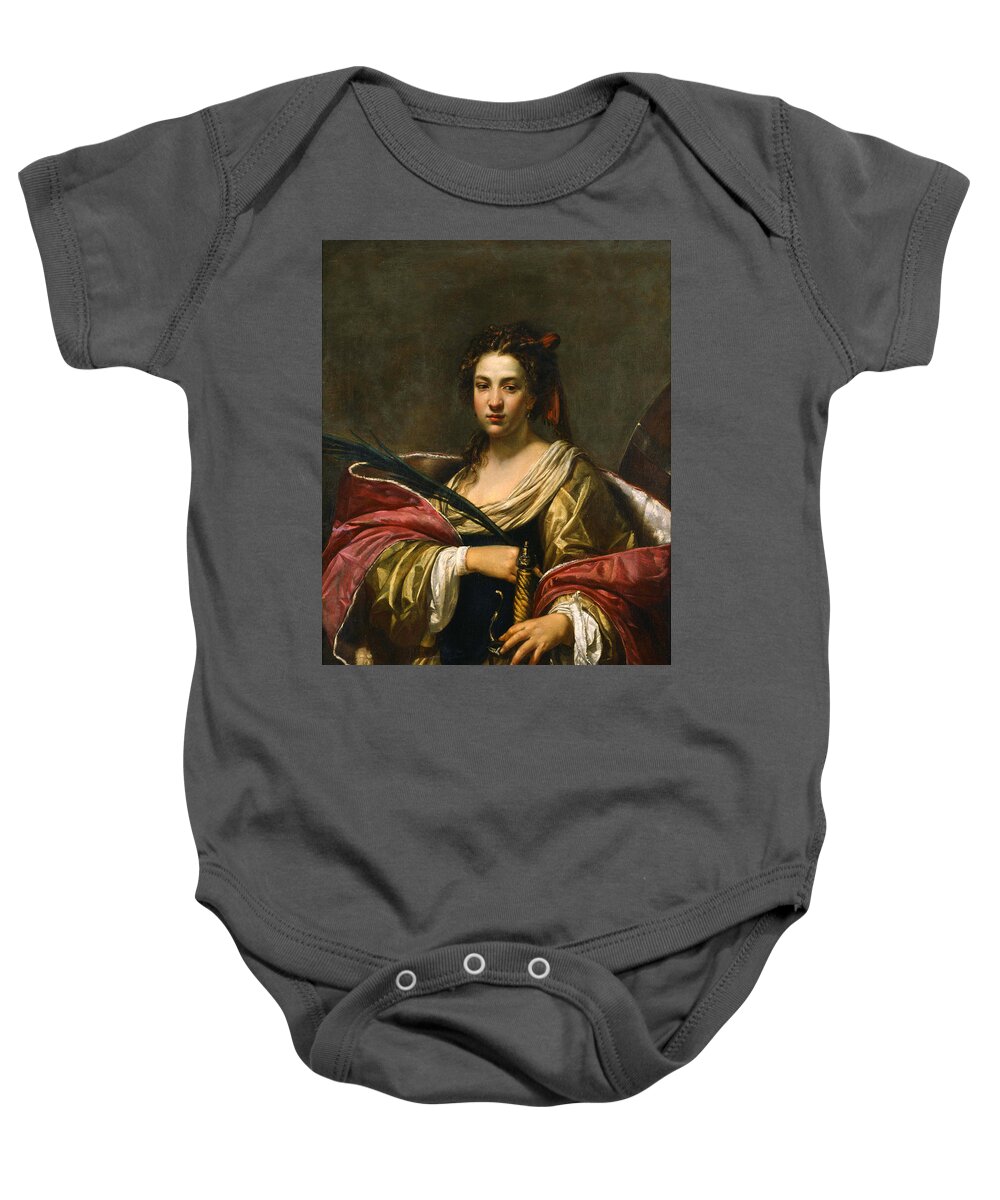 Simon Vouet Baby Onesie featuring the painting Saint Catherine by Simon Vouet
