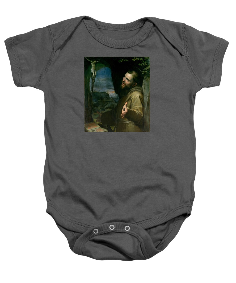 Federico Barocci Baby Onesie featuring the painting Saint Francis by Federico Barocci