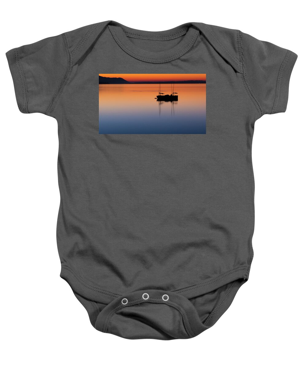 Sunset Baby Onesie featuring the photograph Samish Sea Sunset by Tony Locke