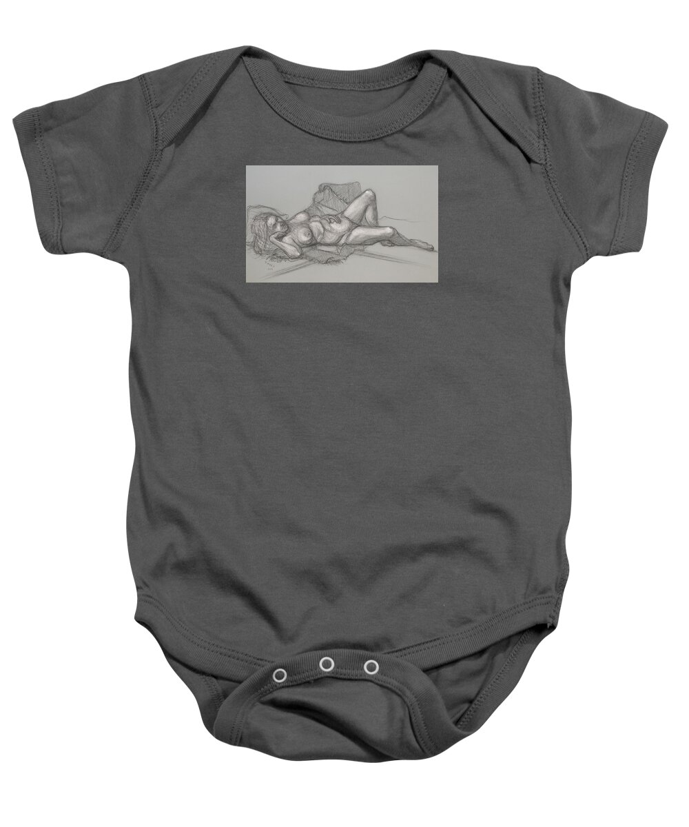 Realism Baby Onesie featuring the drawing Sandra Sleepimg by Donelli DiMaria