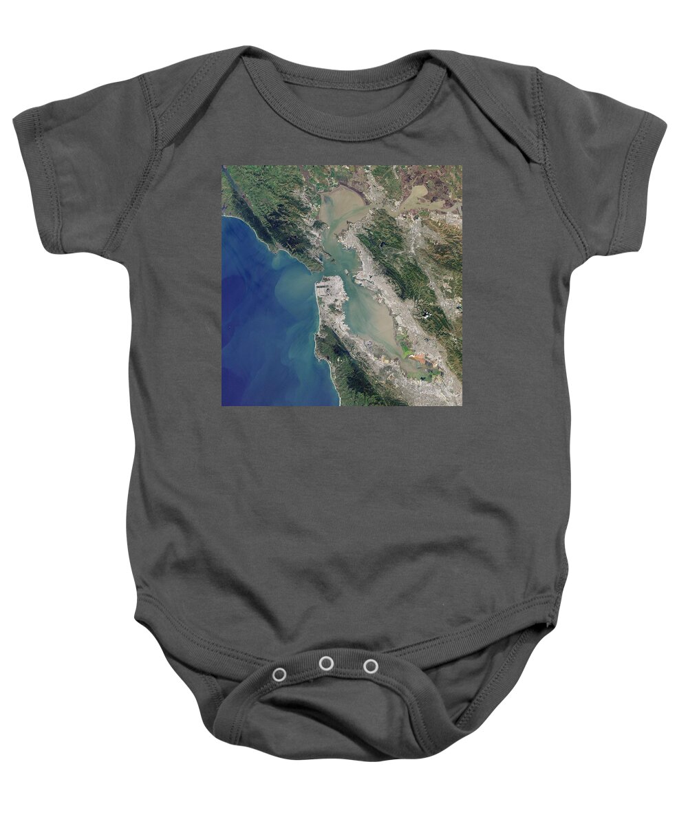 Bay Baby Onesie featuring the painting Satellite image of San Francisco Bay Area by Celestial Images