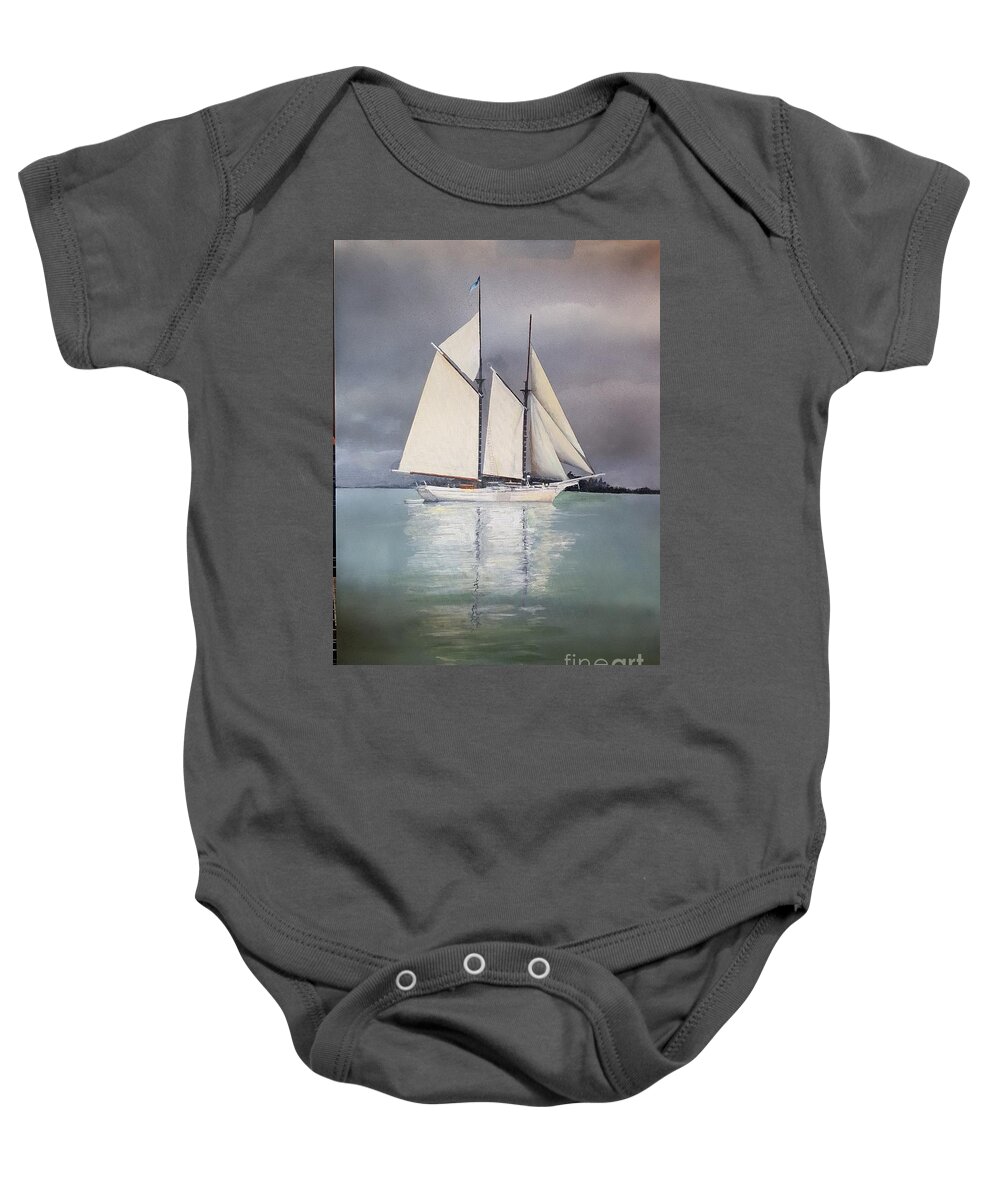 Schooner Baby Onesie featuring the painting Hope by Tim Johnson