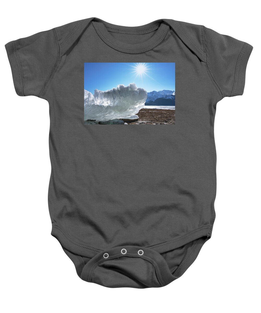 Alaska Baby Onesie featuring the photograph Sea Ice glowing with the sun by Michele Cornelius