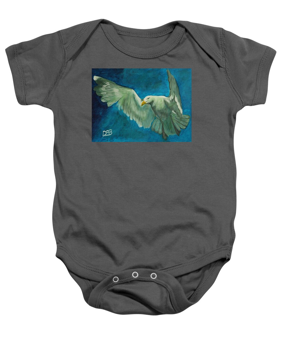 Bird Baby Onesie featuring the painting SeaGull by David Bigelow