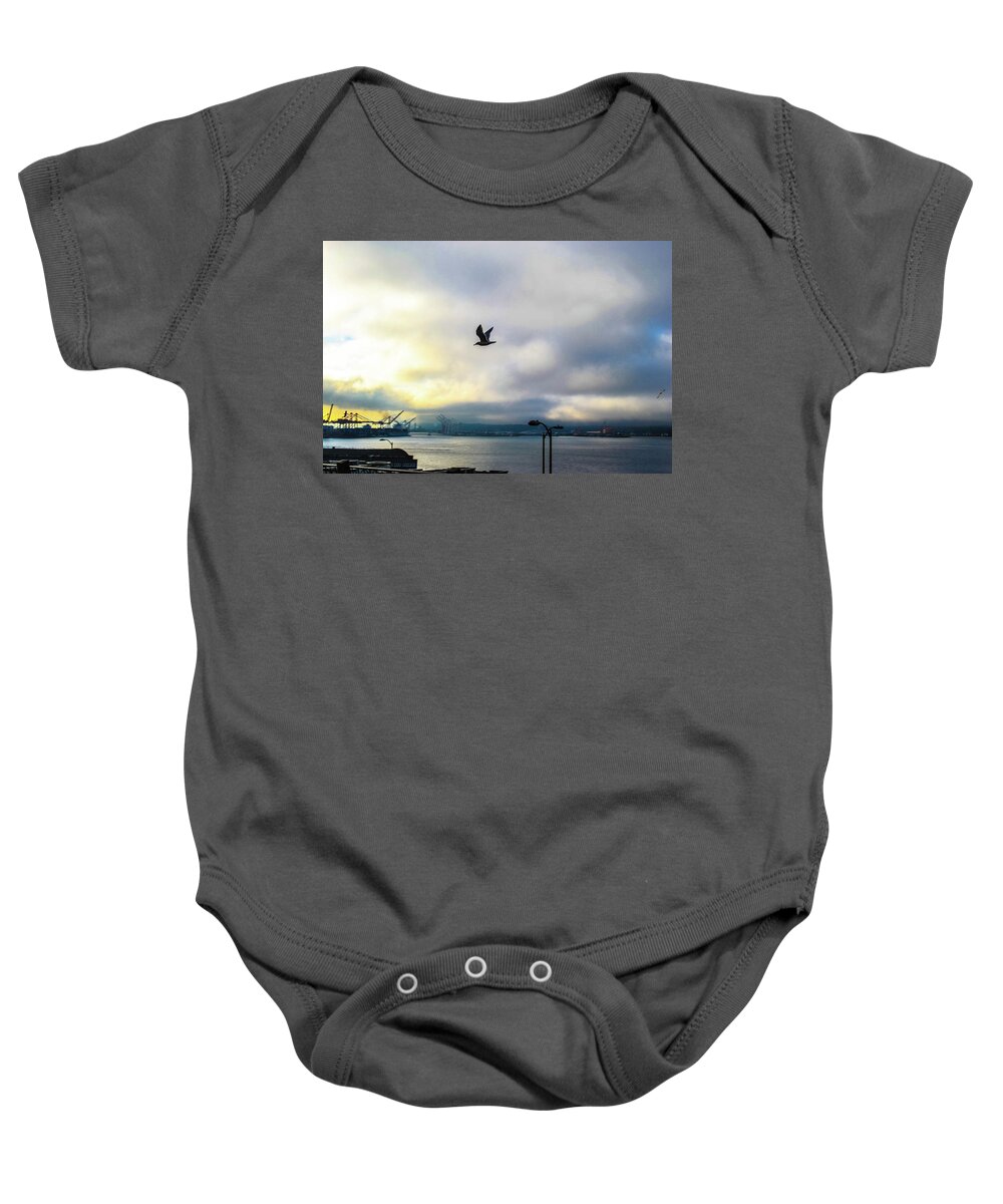Seattle Baby Onesie featuring the photograph Seahawkin by D Justin Johns