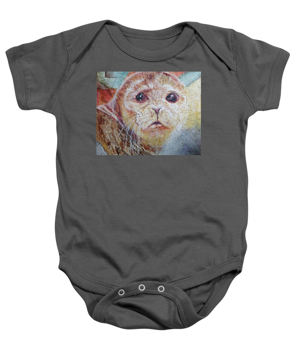 Endangered Species Baby Onesie featuring the painting Seal by Toni Willey