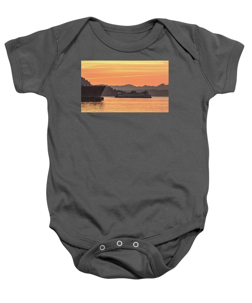 Washington State Ferries Baby Onesie featuring the photograph Seattle - Bremerton Ferry by E Faithe Lester