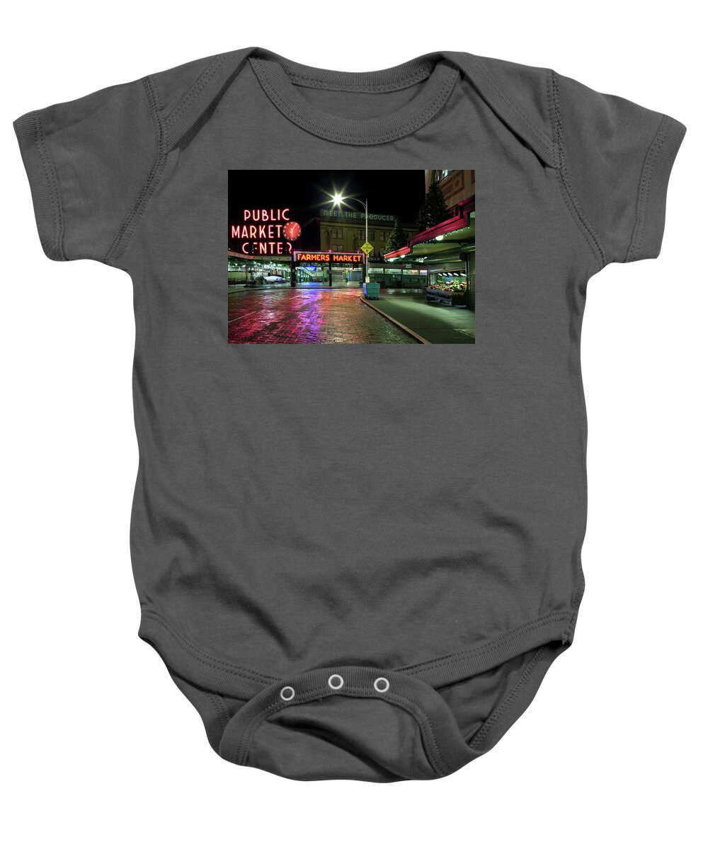 America Baby Onesie featuring the photograph Seattle Public Market 1 by Al Hurley