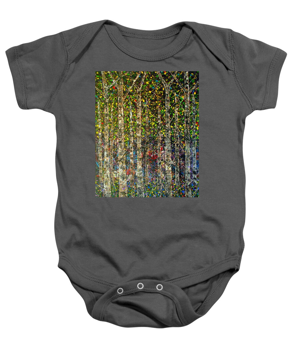 Tree Baby Onesie featuring the painting Secret- LARGE WORK by Angie Wright