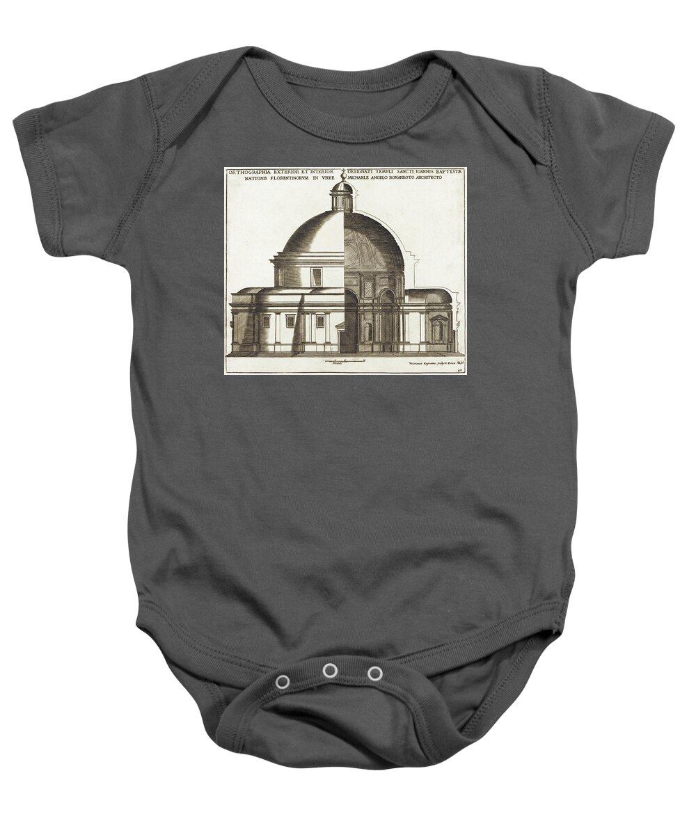 Valerien Regnard Baby Onesie featuring the drawing Section of the Church of Saint John the Baptist by Valerien Regnard